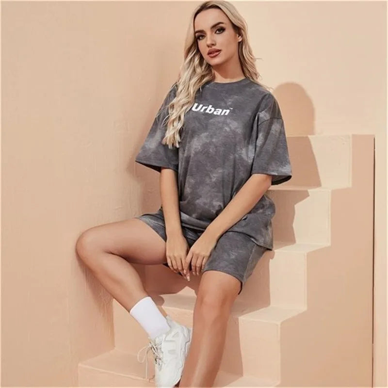 2Piece Suit Women T-Shirt Shorts Set