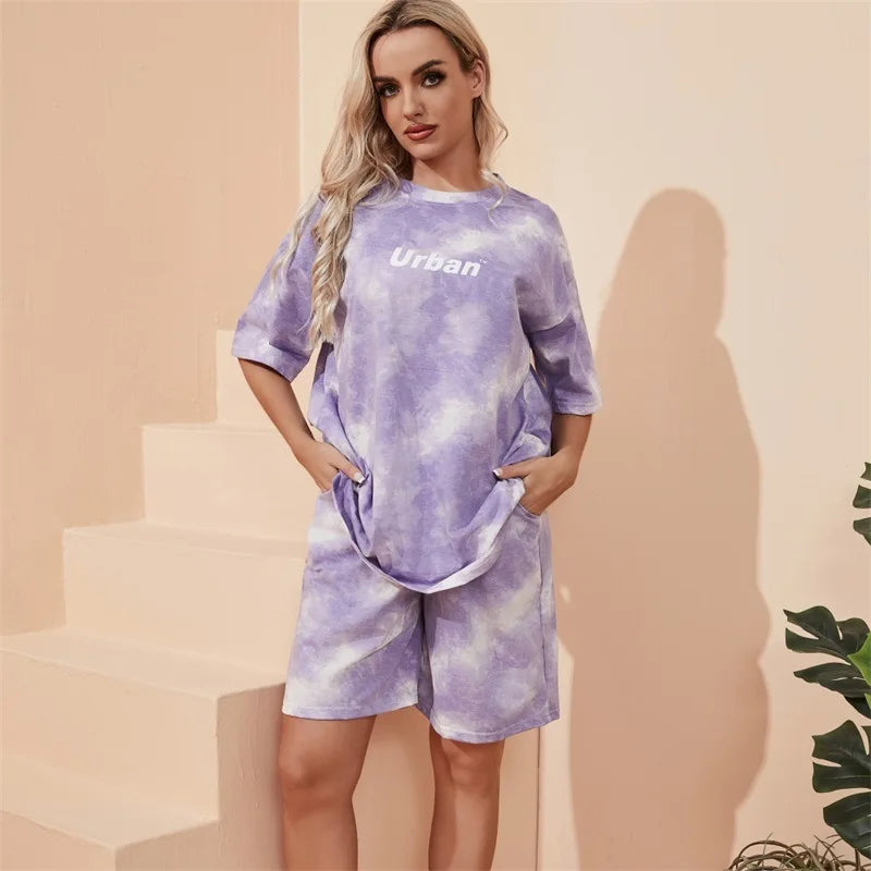 2Piece Suit Women T-Shirt Shorts Set